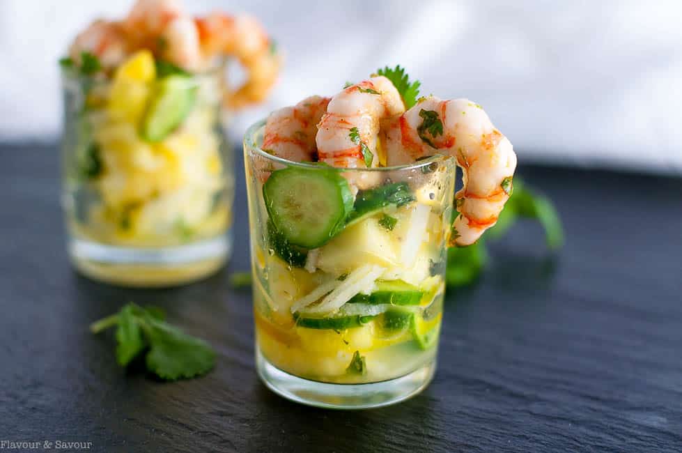 Grilled Prawn Cocktail with Pineapple and Jicama Salad