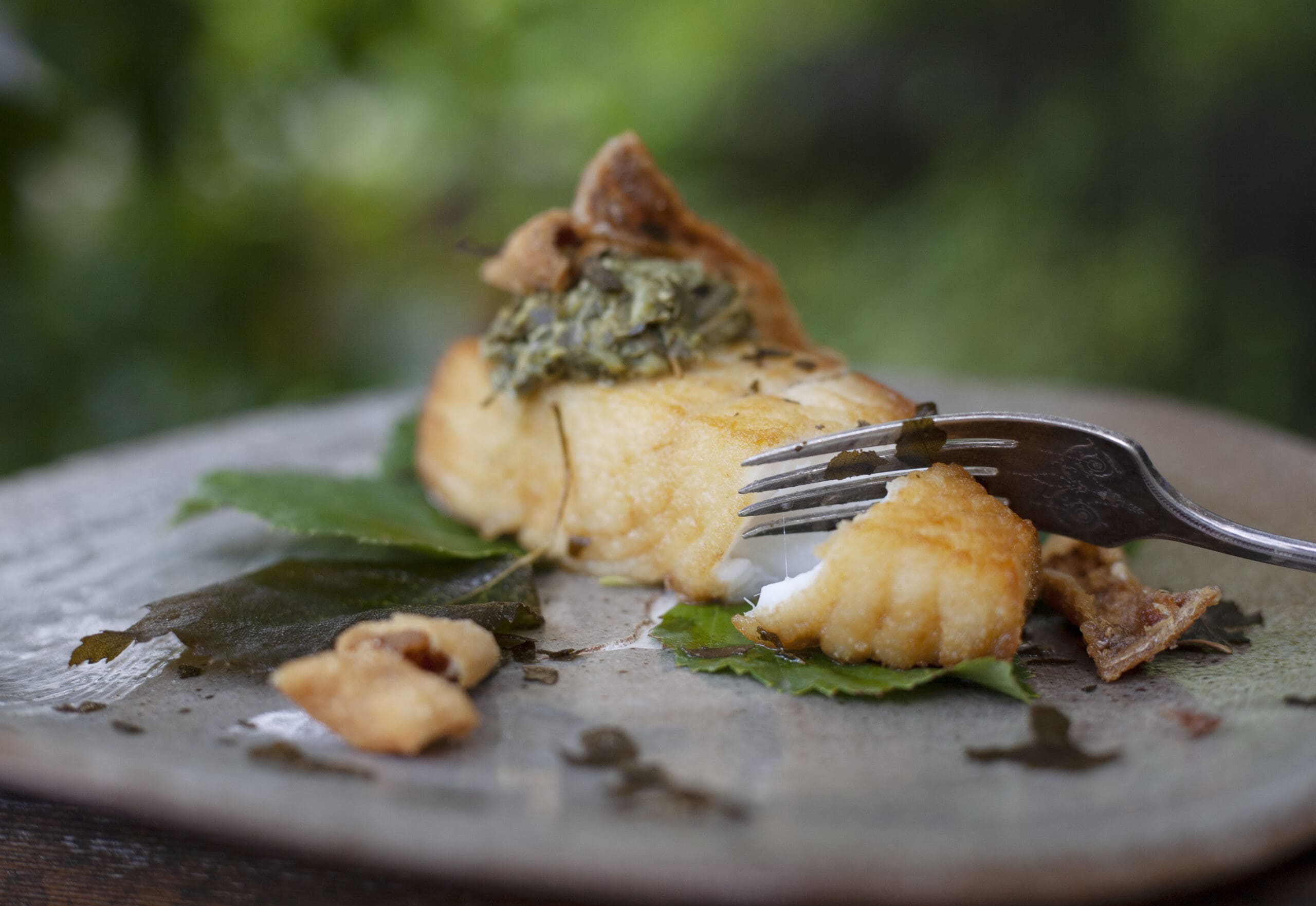 Halibut With Fermented Birch Leaf Sauce