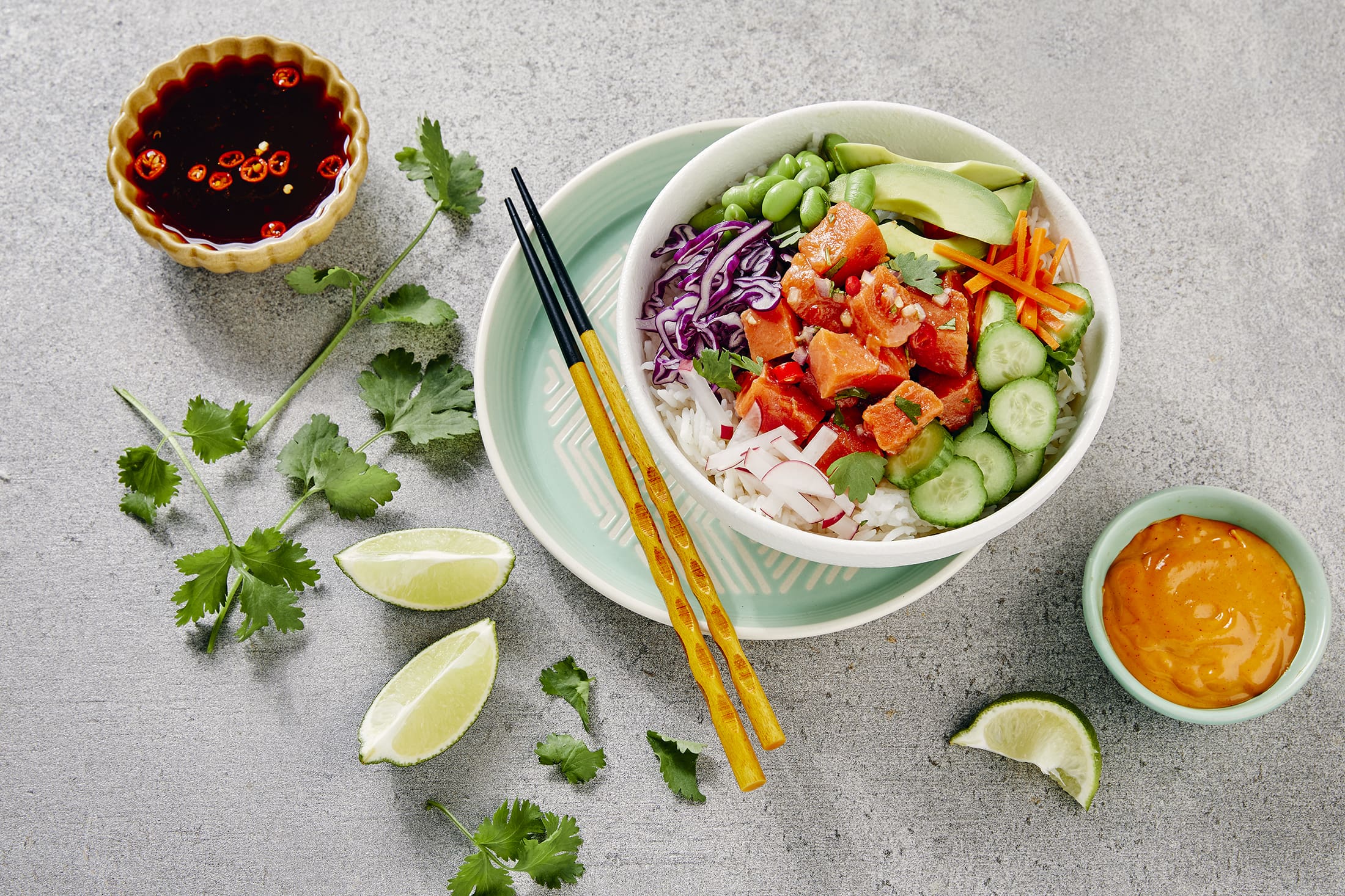 Soy-Ginger Chinook Salmon Poke Bowl Recipe