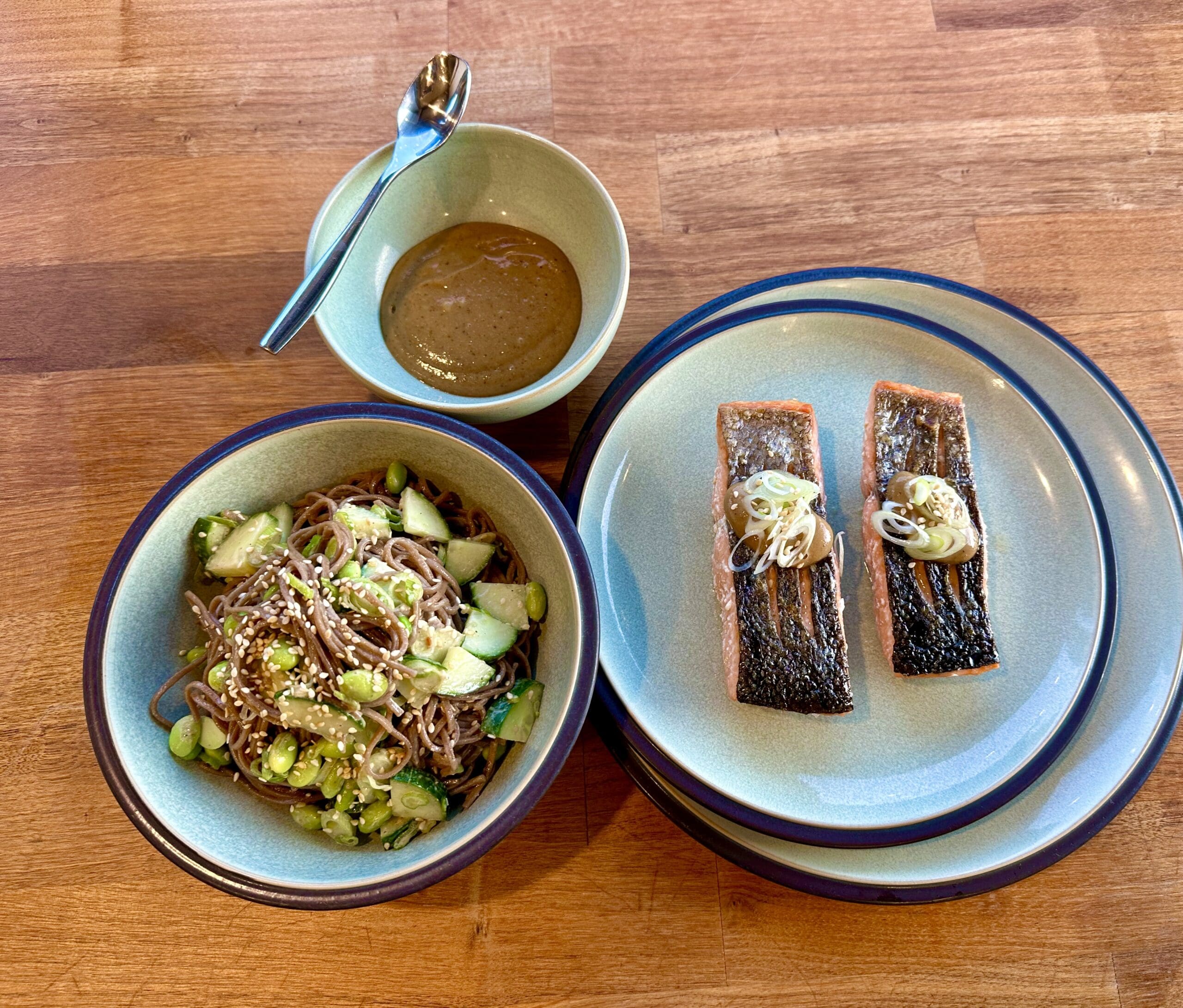 Salmon with Soba Noodles in Maple Soy Lime & Sesame Dressing