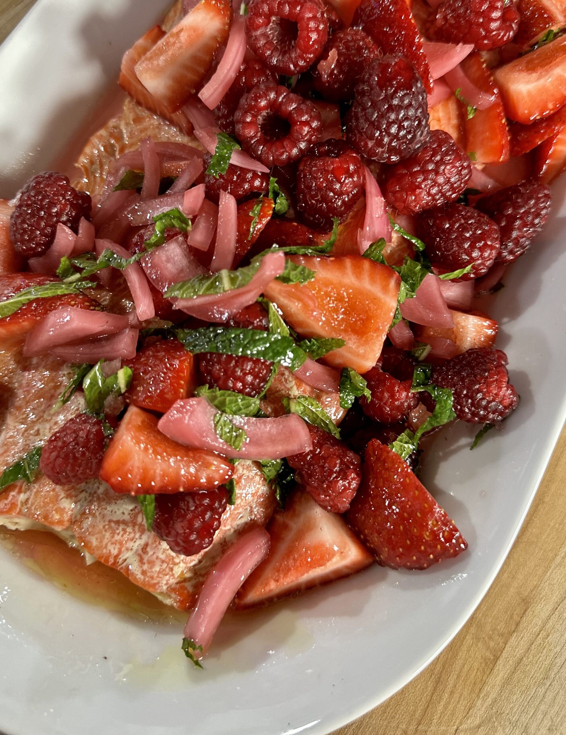 BBQ Wild BC Salmon With BC Strawberries and Raspberries