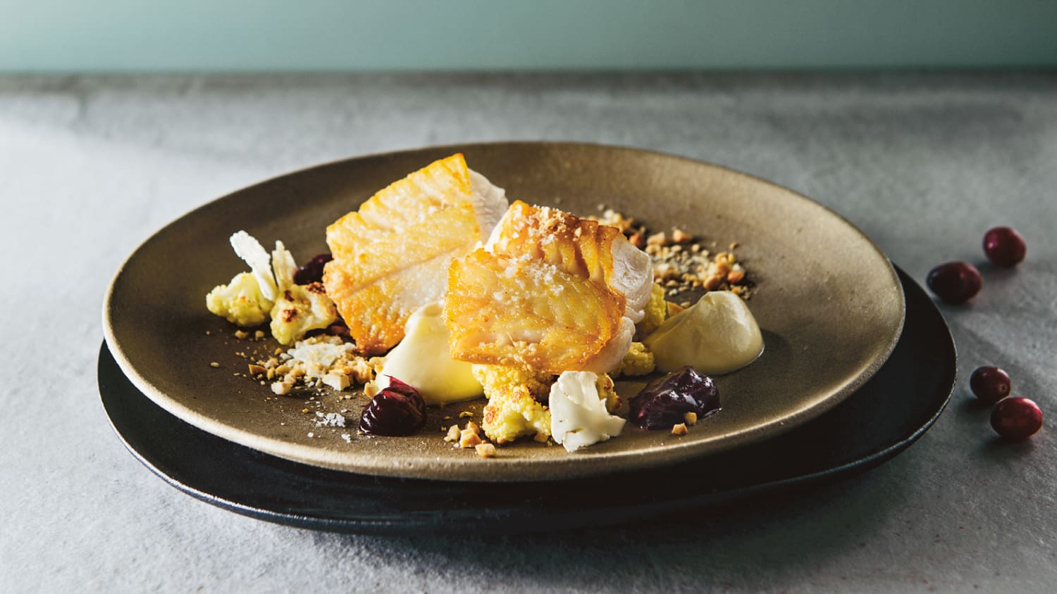 Sablefish with Cranberries, Cashews, and Cauliflower