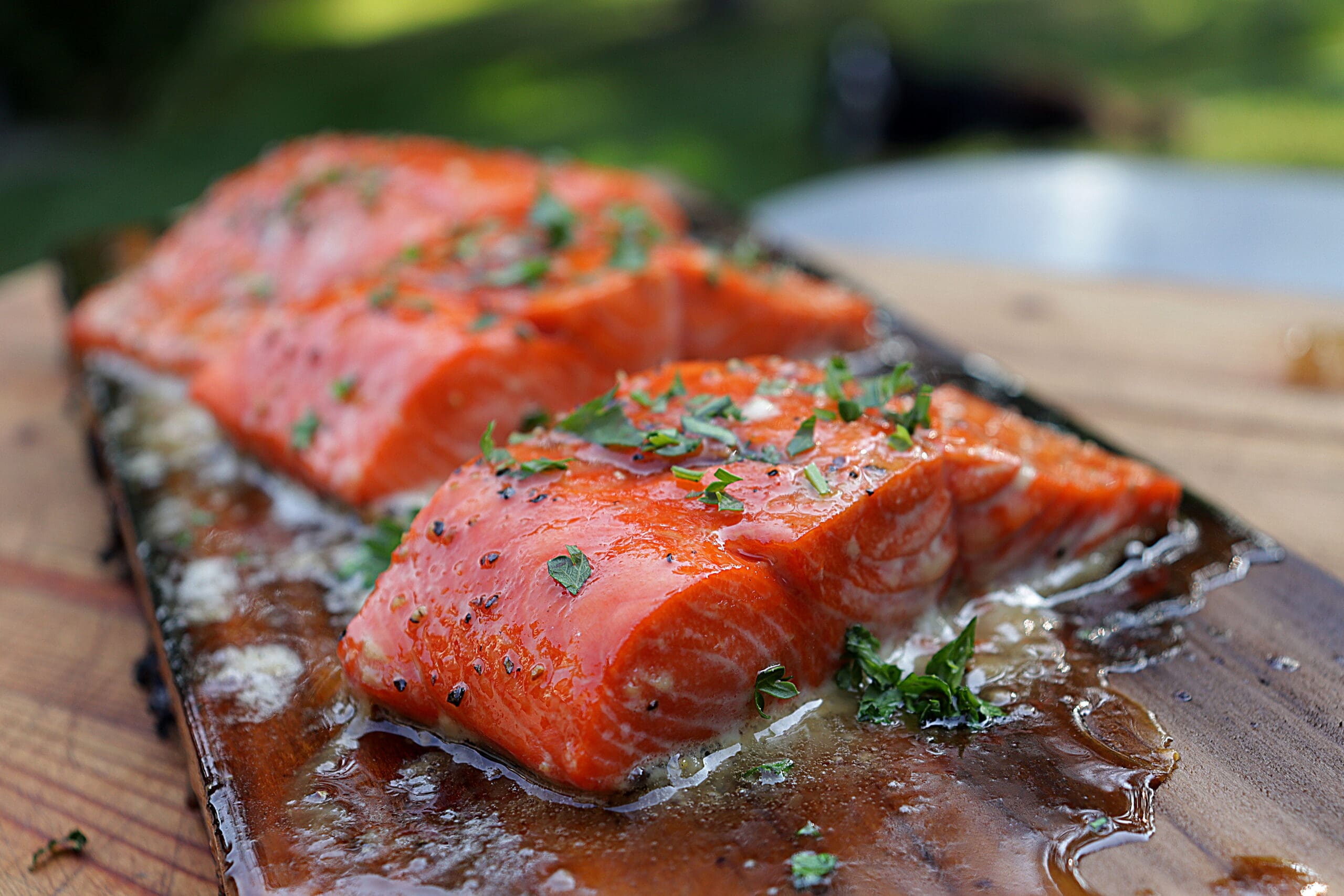 Cedar Plank Salmon With Maple Syrup Whiskey Glaze