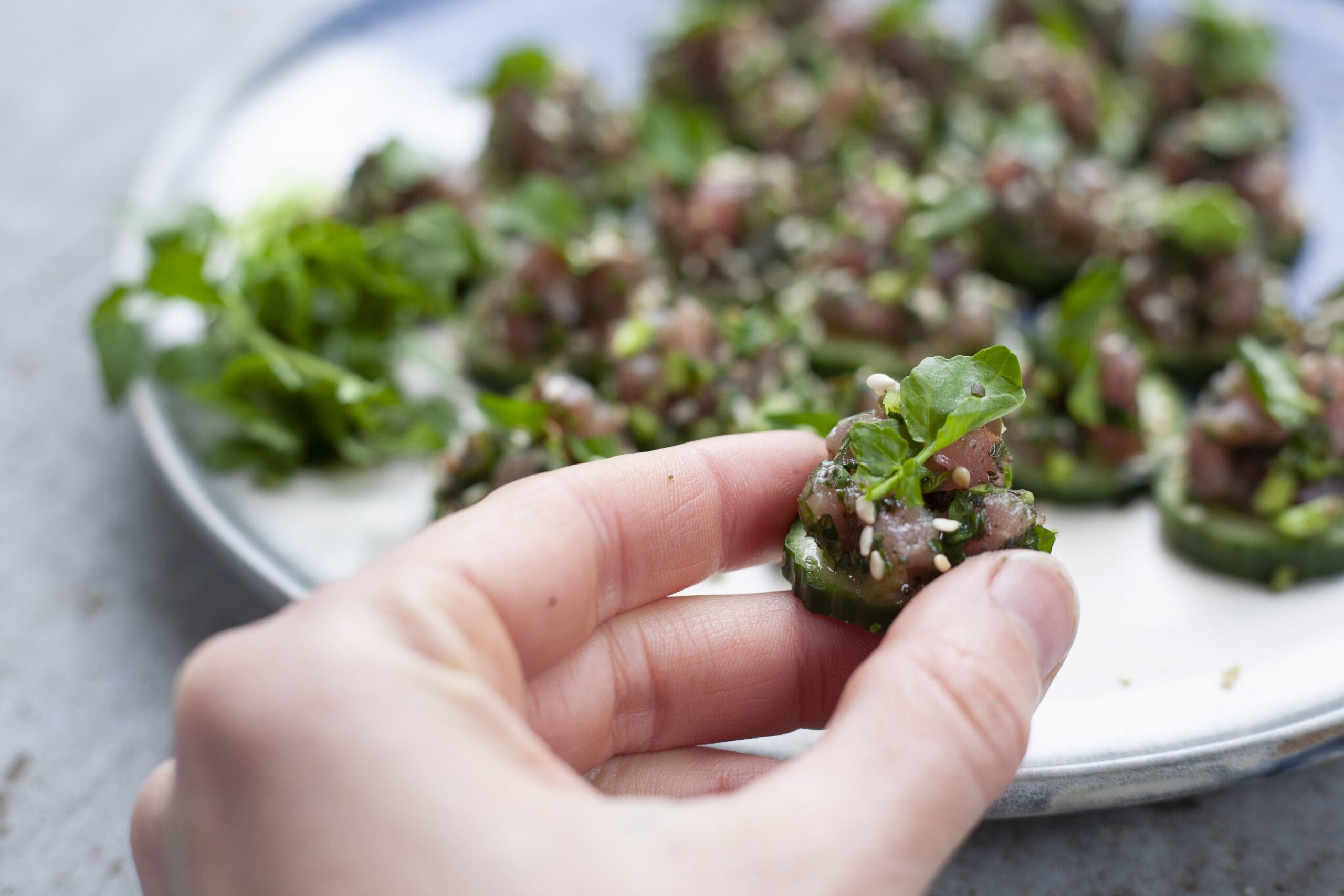 Tuna Tartare with Watercress and Lemon Balm